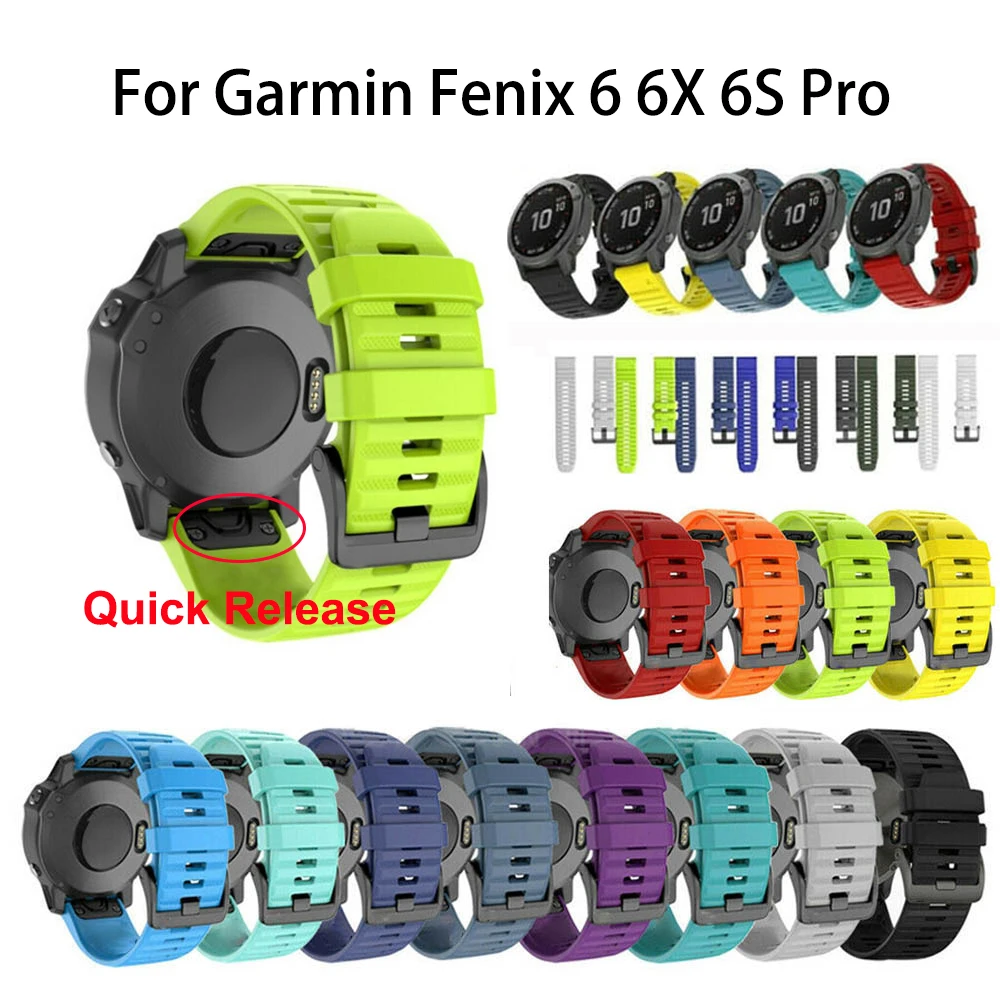 Silicone 26mm 22mm Quick Release Watchband Wrist strap for Garmin Fenix 6 6S 6X 7X 7 5X 5 5S 3 HR Watch Easyfit Watch Wrist Band