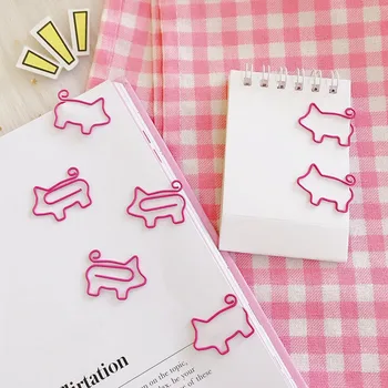 

10pcs/set Cute Mini Decorative Metal Pink Pig Paper Clips Paperclips Bookmark Office Accessories Statioinery
