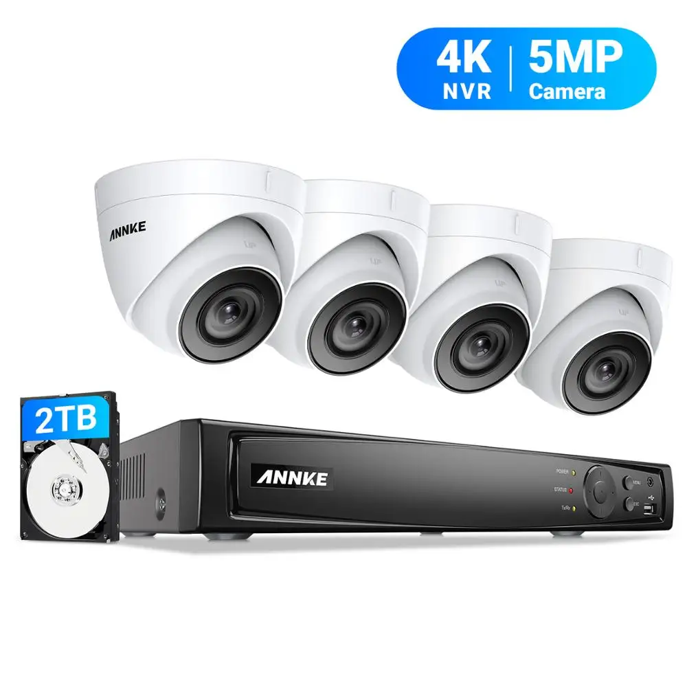 

ANNKE 8CH HD 5MP POE Network Video Security System 4K H.265+ NVR With 4PCS 5MP 30m EXIR Night Vision Weatherproof WIFI IP Camera