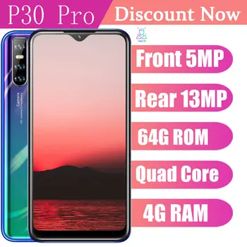 

P30 Pro quad core Global smartphones 4GB 64GB 13MP 6.26 water drop screen android mobile phones face ID unlocked celulares