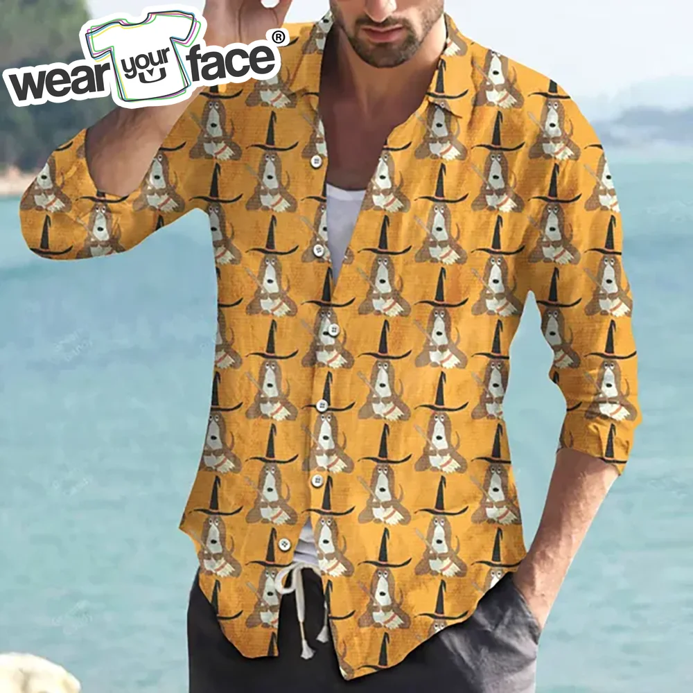 Cute Puppy Dog Golden 3D All Over Printed Hawaiian Casual Button Up Dress Shirts Full Sleeve Beach Streetwear Men Clothing