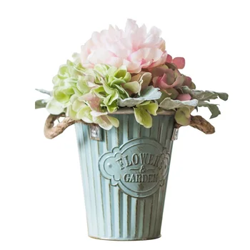 

Retro blue iron flower pot shop decoration dried European French Korean floor barrel