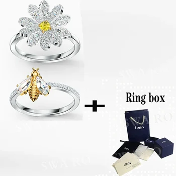 

SWA 2020 New Fashion High Quality Yellow Crystal Daisy Bee Eternal Flower Ring Set To Give Girlfriend A Classic Birthday Gift