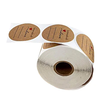 

500 Craft Paper Sticker Gift Sealing Decor Homemade with Love Label Adhesive