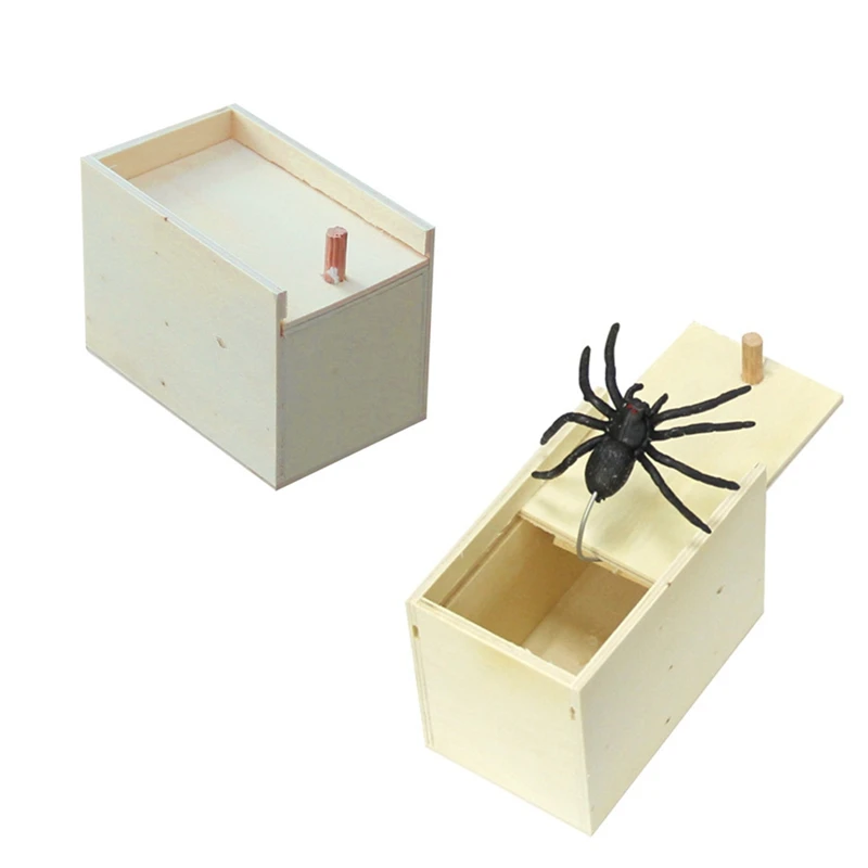

Spider Wooden Scare Box Halloween Horror Props Simulation Prank Spider Trick Spoof Spider Toys Children Funny Joking Toys Gift