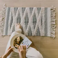 Геометрический ретро-ковер, хлопок, лен, диван, гостиная, спальня, ручная работа, кисточки, ковер, журнальный столик, дорожка, жаккардовые напольные ковры