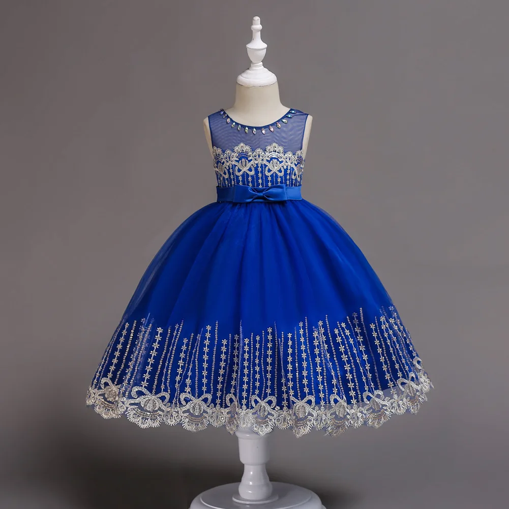 

Childrenswear 2019 Spring And Summer New Style Children Shirt Lace Sequin Embroidery Mesh Dress CHILDREN'S Dress Girls Princess