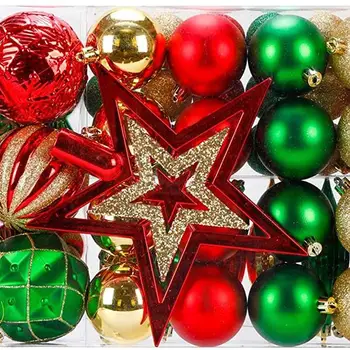 

Three Colors 88 Piece Assorted Christmas Tree Ornaments Set, Shatterproof Balls Xmas Seasonal Decorative Hanging Baubles Set