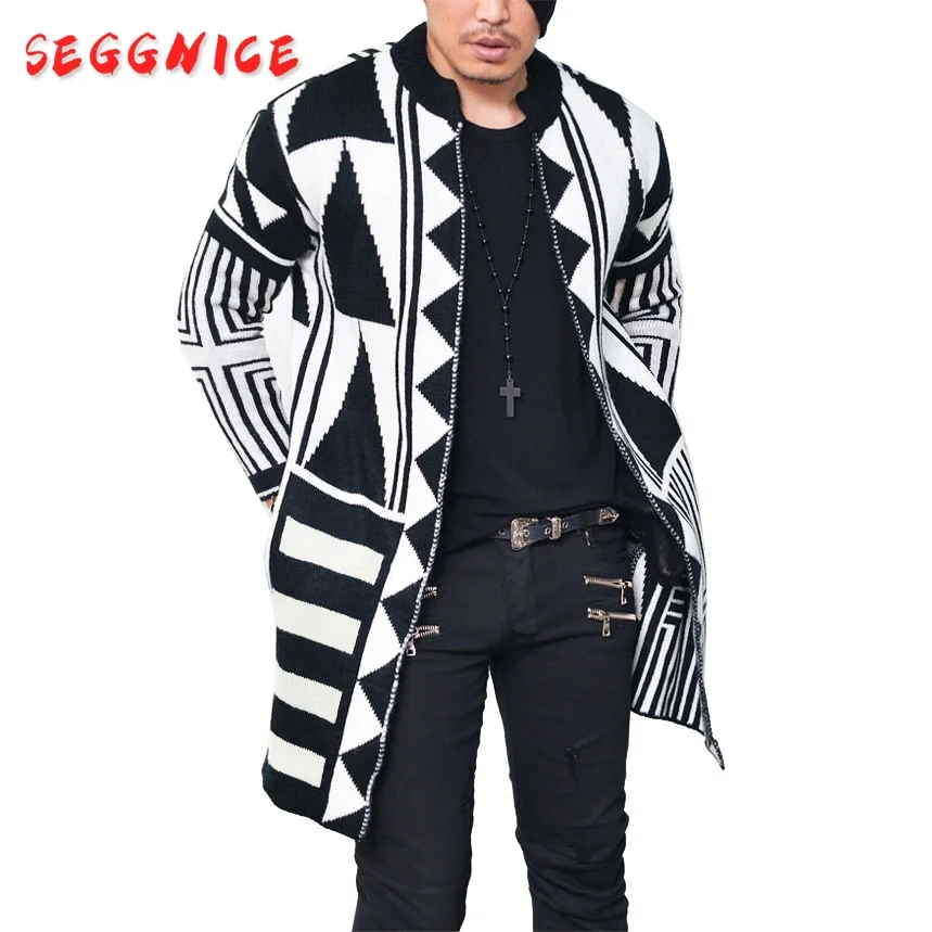 

Fashion Men's Slim Fit Knitted Geometric Cardigan Sweater