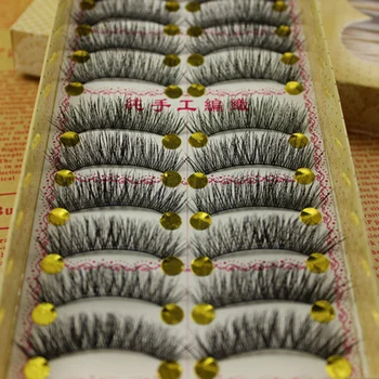 

YOKPN 10 Pairs Thick False Eyelashes Natural Long Cross False Eyelashes Japanese Handmade Multi-function Big Eye Lashes
