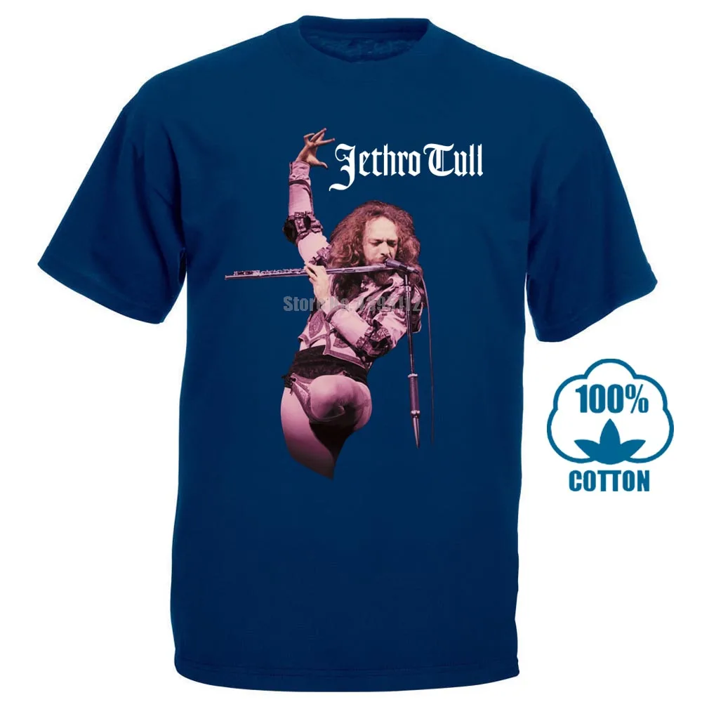 Jethro Tull футболка флейта Официальный товар - Цвет: Тёмно-синий