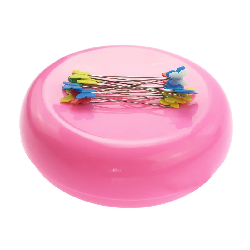 Pink LMDZ, 1 шт., сделай сам, круглая форма, магнитная игла, булавка, подушка для шитья, для шитья, магнитная коробка, иглы, булавки для хранения, чехол для рукоделия - Цвет: Pink