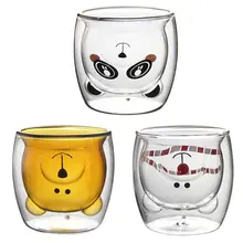 В форме медведя с двойными стенками прозрачная стеклянная чайная чашка любовник кофейные чашки Кружка подарок