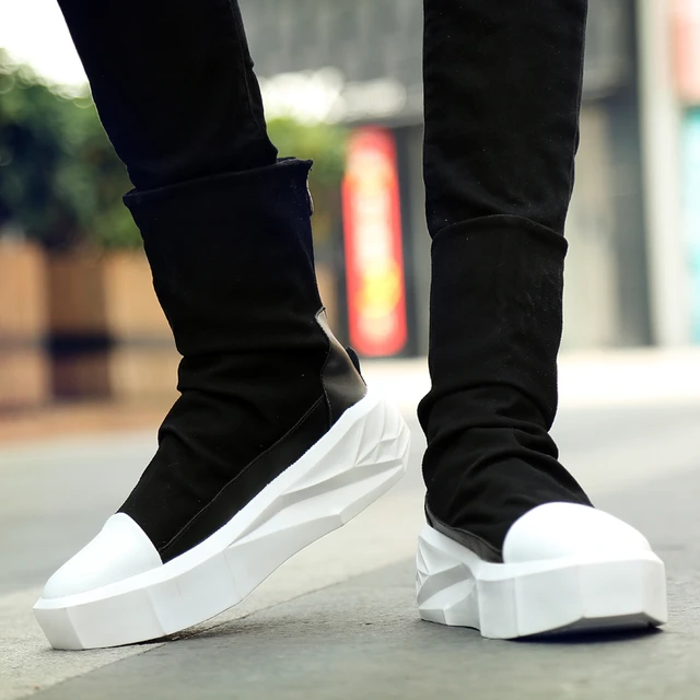 Men's Ankle Boot Sneakers Shoes Hip Hop Lace Up High Tops Zip Round Toe  Fashion