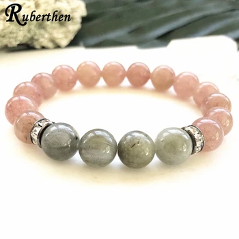 

Ruberthen Natural 10 mm A Grade Labradorite Sunstone Bracelet Fashion Women`s Natural Stone Bracelet Hearling Yoga Mala Bracelet