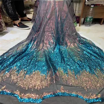 

Sequins Mesh gold Lace Fabric green High Quality African Net Lace Wedding Fabrics Nigerian French Guipure Material Free Shipping