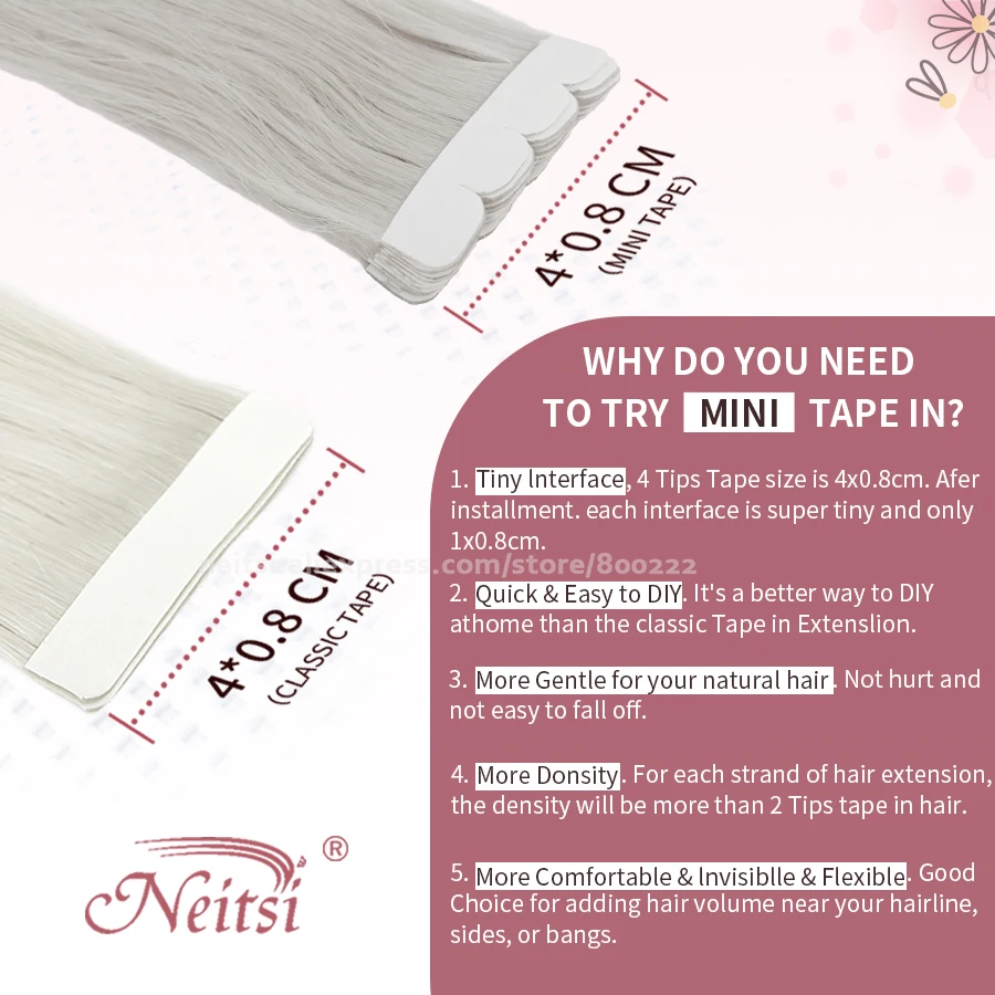 Neitsi Mini Tape In Human Hair Adhesive Extensions 12
