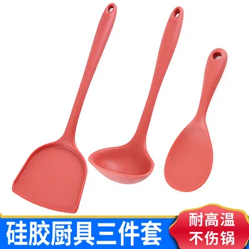 

3pcs All-inclusive Silicone Kitchenware Non-stick Silicone Shovel Spoon Kitchen Tools Spatula soup spoon rice spoon