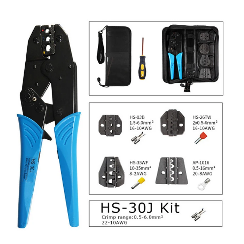 HS 30J 0 5 16mm2 клещи для опрессовки изолированных клемм и разъемы с 4 нижними зажимами