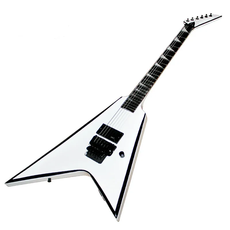 Неправильная форма белая электрогитара с комплектующие черного цвета/пользовательская гитара/подарок друзьям сделанная вручную гитара