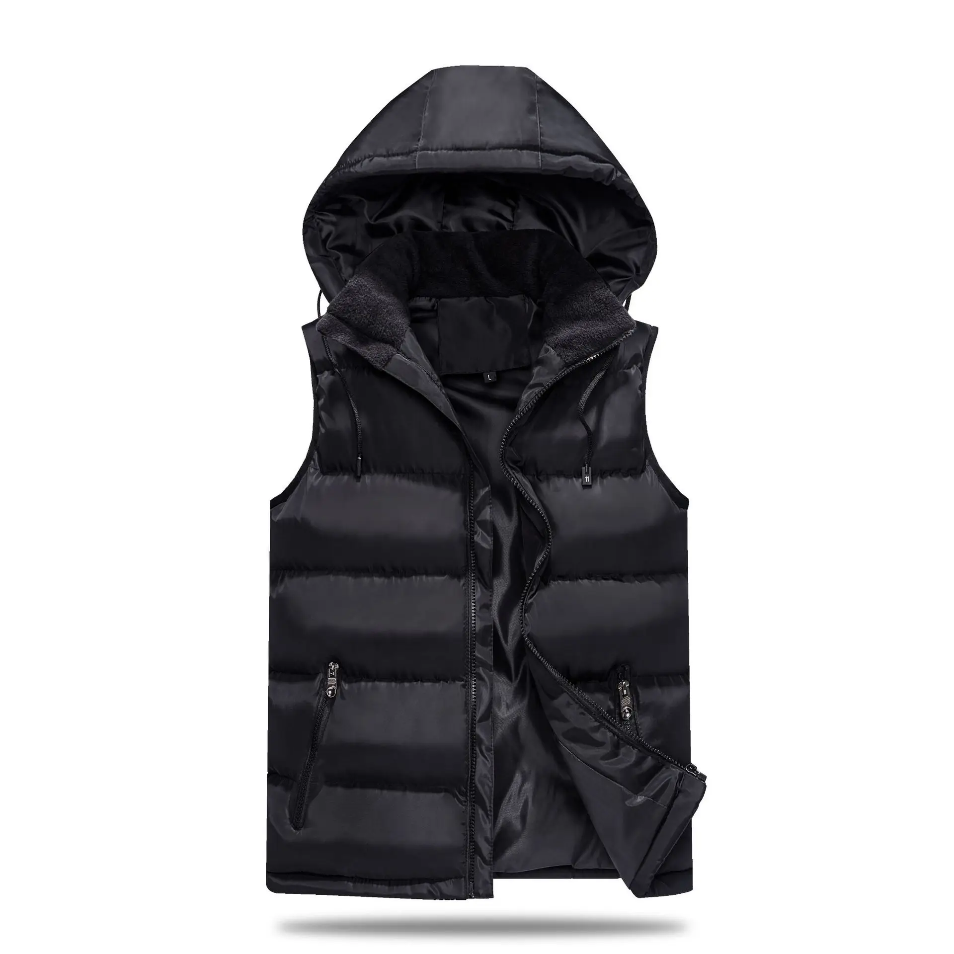 Мужской осенний и зимний стильный жилет со съемным плечом с капюшоном, Молодежный теплый повседневный жилет, мужской модный пуховый хлопковый жилет