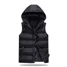 Мужской осенний и зимний стильный жилет со съемным плечом с капюшоном, Молодежный теплый повседневный жилет, мужской модный пуховый хлопковый жилет