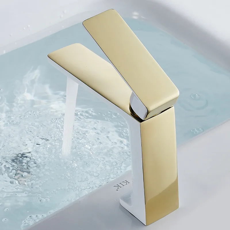 Basin Faucet Modern Gold Bathroom Mixer Tap White and Lavotory Wash basin Hot Cold Sink New | Обустройство дома