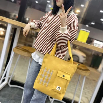 

New ladies bag simple casual portable canvas bag student campus style hand bag bag trendy one-shoulder diagonal bag girl