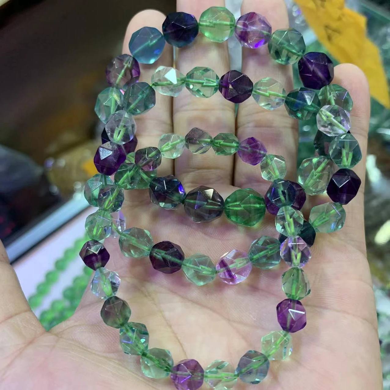 

8mm 10mm 12mm Faceted Natural Fluorite Stone Beads Bracelet Natural Gemstone DIY Jewelry Bracelets For Woman For Gift Wholesale
