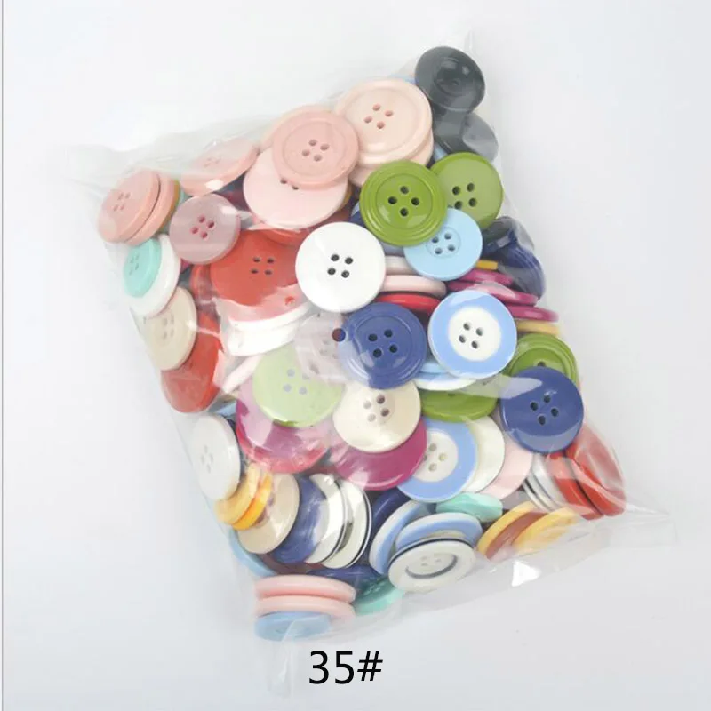 600pcs/Lots L/M/S/ Three Size Mixed Colour Resin Buttons Wholesale DIY Handmade Button Painting Button Flower Material Package - Цвет: 35 large colorful