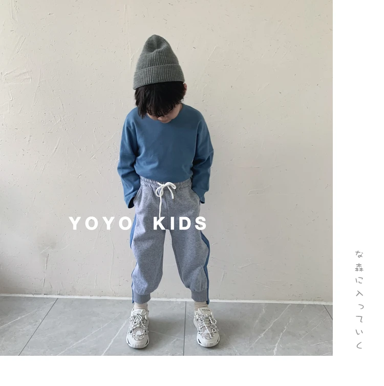 Children Autumn New Boys Pants Baby Girls Side Strip Sports Casual Cotton Pants Kids Drawstring Cotton Loose Trousers