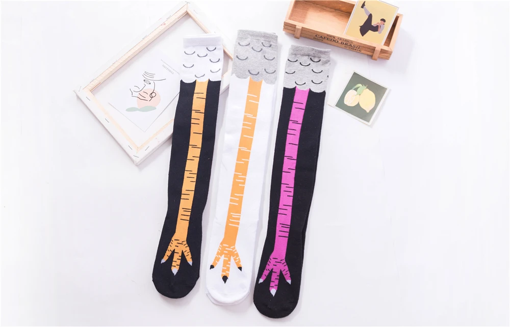 Warme Winter Herbst Frauen Huhn Pfoten Bein Klaue Gestrickte Lustige 3D Cartoon Oberschenkel Hohe Nette Dünne Kappe Füße Socken Cosplay Weihnachten geschenk – Detail 16