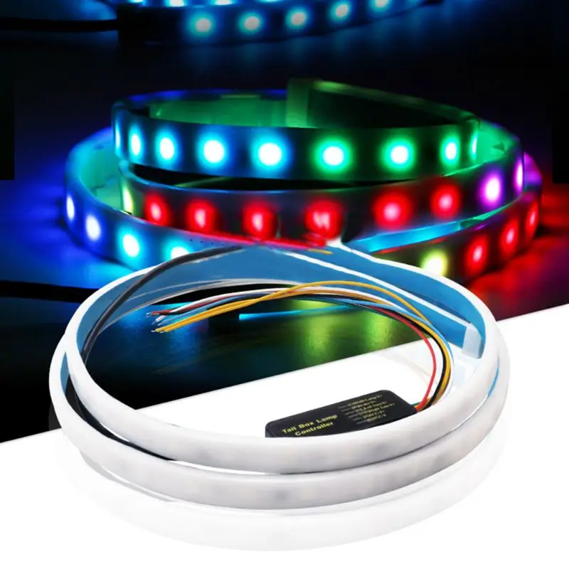 Автомобильный Стайлинг RGB, задний светодиодный светильник для багажника, освещение багажного отсека, динамический фонарь, сигнальный светильник поворота