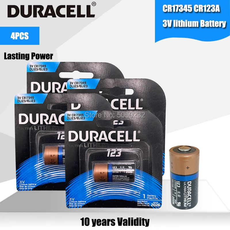 Литиевые батареи DURACELL 3 В 1550 мАч CR123 CR 123A CR17345 16340 cr123a сухая Первичная батарея для
