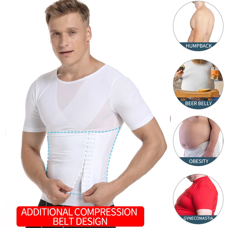 Mens Body Shaper Compression Shirts Abdomen Shapewear Tummy