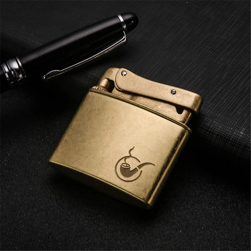 Honest Copper Cigarette Lighter Gasoline Vintage Kerosene For oil Lighter Grinding Wheels Fire Lighter Retro Windproof Lighter - Цвет: H