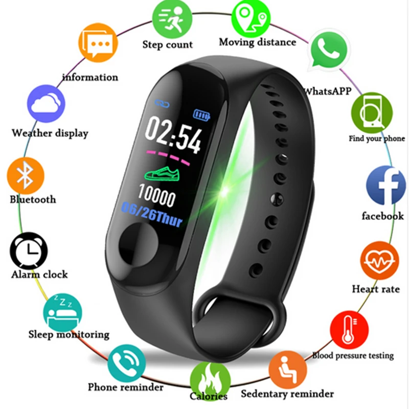  M3 Smart Watch Bracelet Band Fitness Tracker Messages Reminder Color Screen Waterproof Sport Wristb - 4000167869843