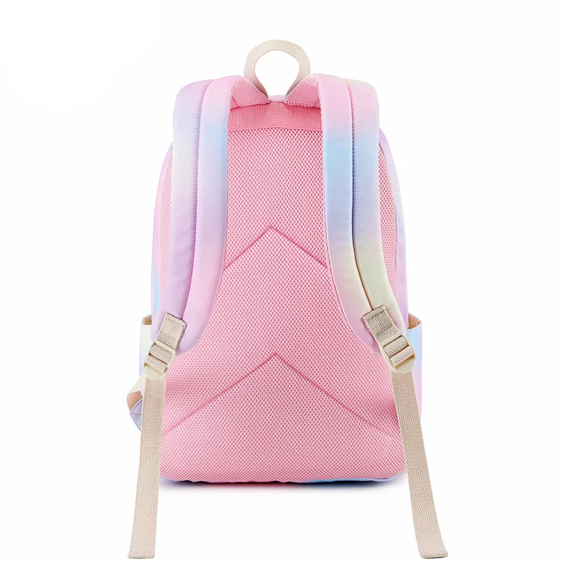 Child Girl Backpack Elementary Student Bag Rainbow Kids Bookbag Teen Girls School Bag with Lunchbox Pencil Case Waterproof 4