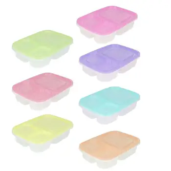 

7Pcs Plastic Crispers Durable Delicate Rectangle Sealed Cases Food Storage Container Lunch Boxes