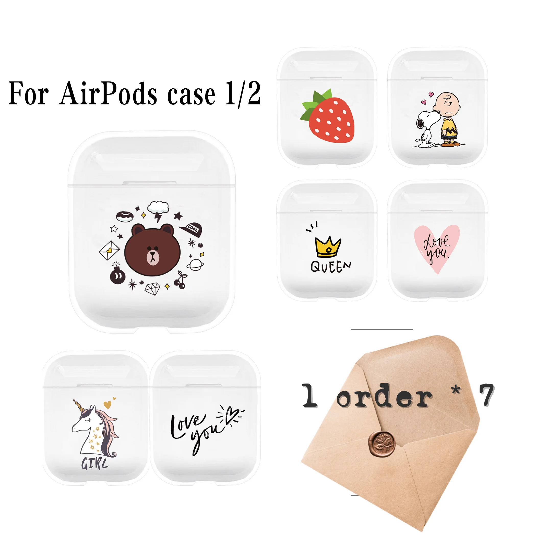 Чехол для наушников с рисунком из мультфильма, прозрачный чехол для airpods 1/2, Bluetooth, беспроводная гарнитура, милый Жесткий Чехол, сумки для зарядки