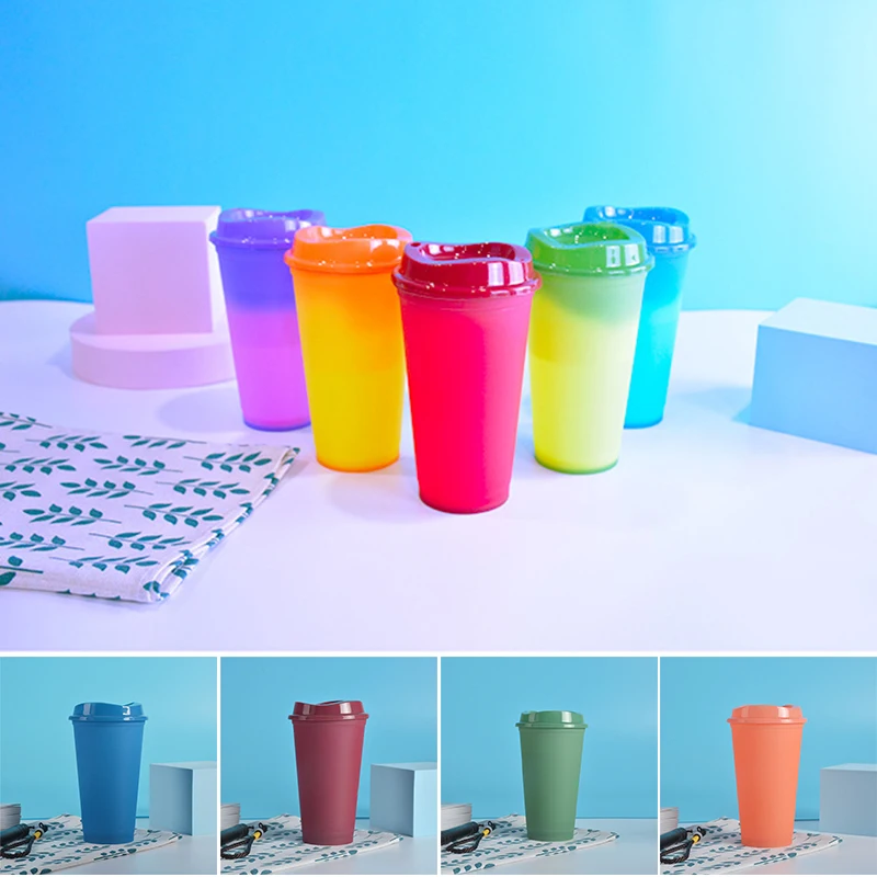 Color Changing Cups With Lids 473ml Reusable Bpa Free Creative Hot Drink Cups For Kids Drinkware Kitchen Dining Bar