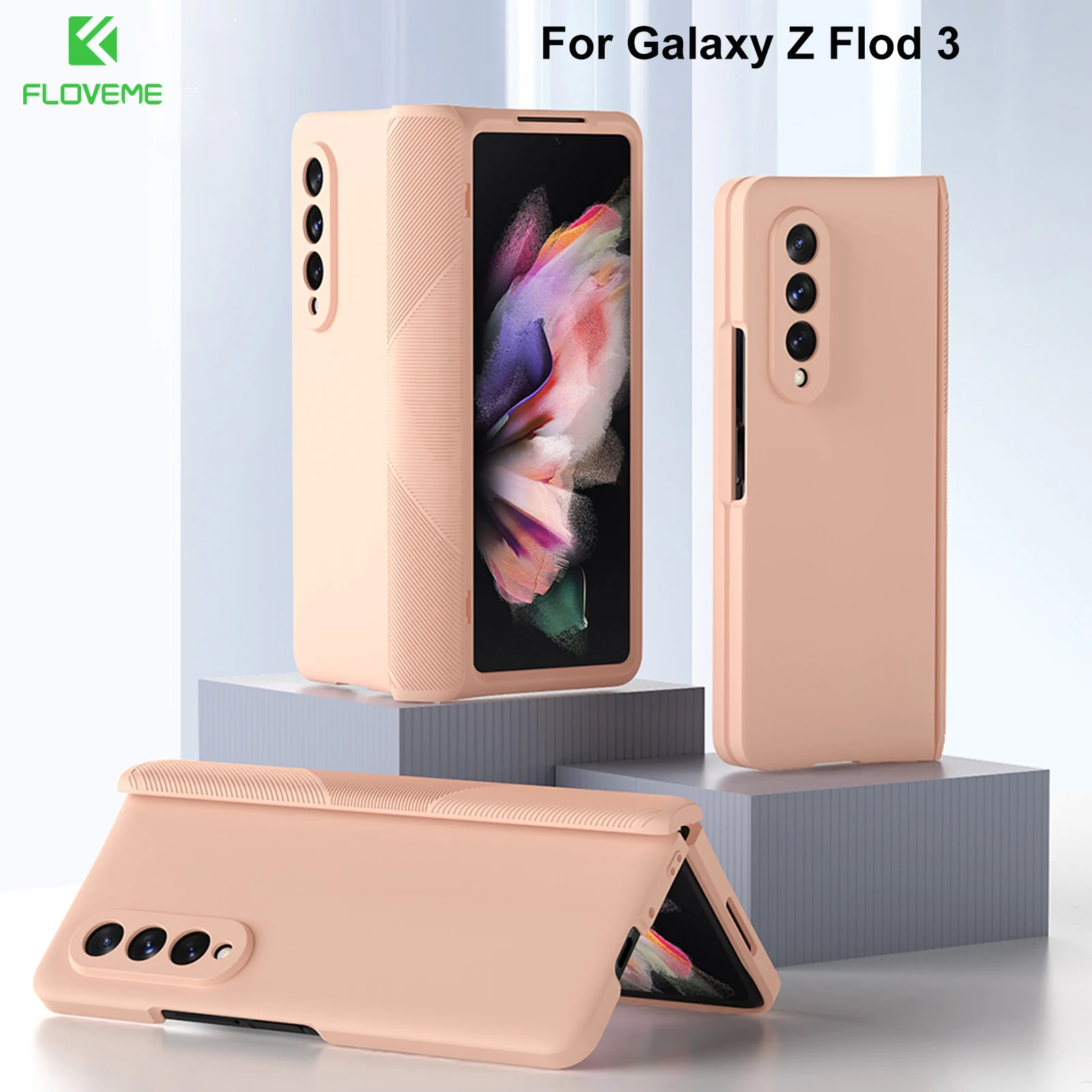 

For Samsung Galaxy Z Fold 3 5G Slim Skin Feel Protective Cover Hinge Coverage Protection Phone Case with Front Screen Protector