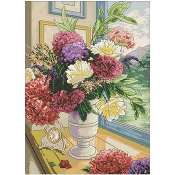 

Summer window sill bouquet Counted Cross Stitch 11CT 14CT 18CT DIY Cross Stitch Kits Embroidery Needlework Sets home decor