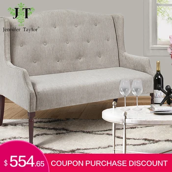 

Jennifer Taylor Home Izzy Tufted Wingback Settee Silver Grey Loveseat Furniture Sofa Europe Living room,Bedroom