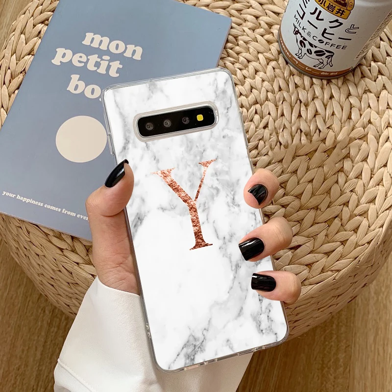 Заказное имя оболочки мраморный фон буквы ТПУ чехол для телефона для samsung Galaxy J5 J7 A50 A30 A7 A8 Plus A6 A5 A3Soft cover - Цвет: TPU