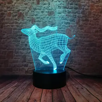 

Lunimous 3D Illusion Lamp LED 7 Colorful Change Desk NightLight Oryx Figure Antelope Model Toys gift