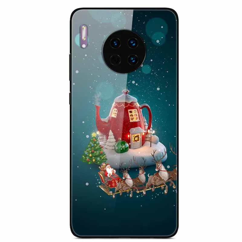 Рождественский чехол для huawei mate 30 Pro Чехол из закаленного стекла жесткий чехол для телефона для huawei mate 20 Lite чехол mate 10 Чехлы mate 30 5G - Цвет: 14