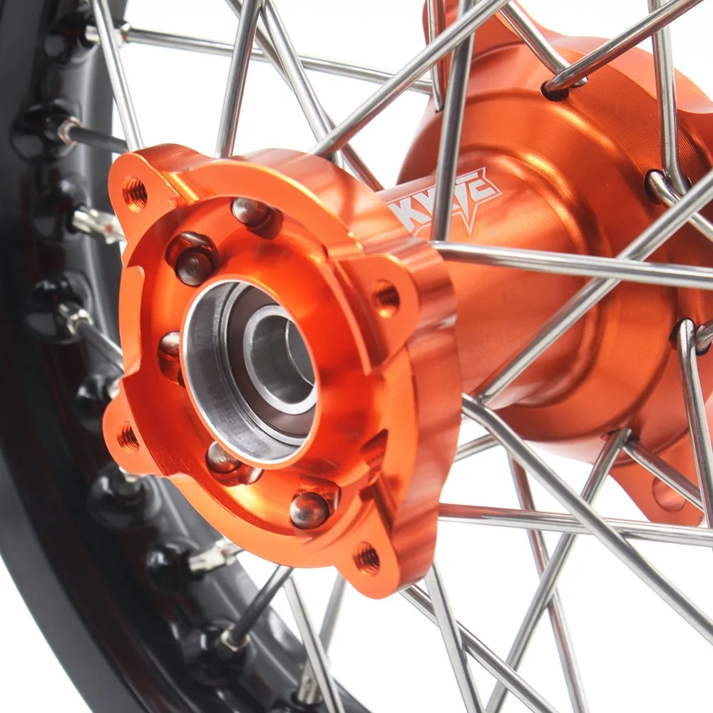 KKE 12& 10 комплектные Детские спицевые колеса диски набор для KTM50 SX- оранжевые колеса Ступицы