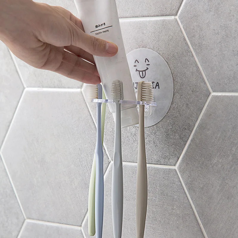 Настенная стойка для хранения зубных щеток Милая настенная полка-органайзер для ванной