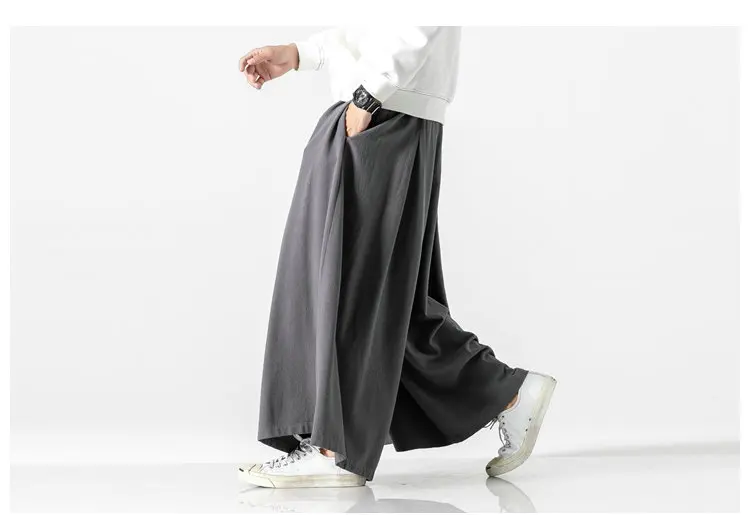 Autumn Men’s Causal Baggy Pants Fashion Solid Color Jogging Pants Men Cotton Loose Traditional Wide Leg Pants Woman Dropshipping mens harem joggers